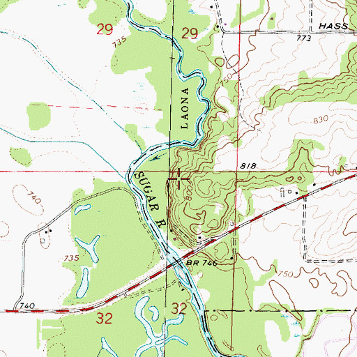 Topographic Map of Colored Sands Bluff Nature Preserve, IL