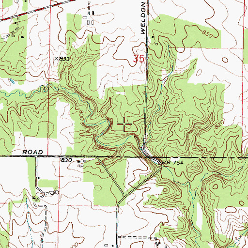 Topographic Map of Howard D Colman Dells Nature Preserve, IL