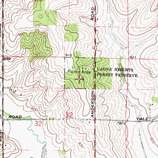 Topographic Map of Laona Heights Nature Preserve, IL