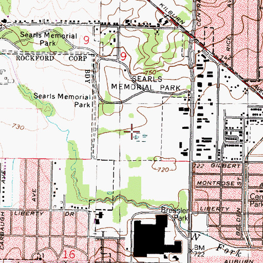 Topographic Map of Searls Park Prairie Nature Preserve, IL