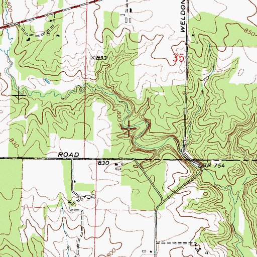 Topographic Map of Severson Dells Nature Preserve, IL