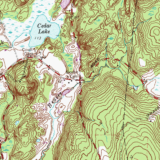 Topographic Map of Beebe Cemetery, CT