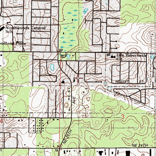 Topographic Map of The Church of God, FL