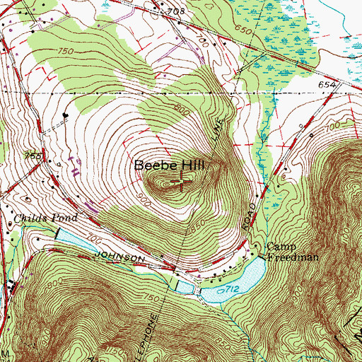 Topographic Map of Beebe Hill, CT