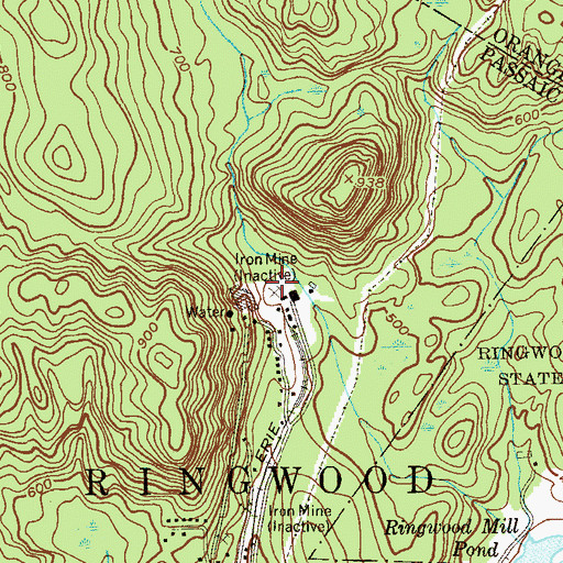 Topographic Map of Ringwood Iron Plant Mine, NJ