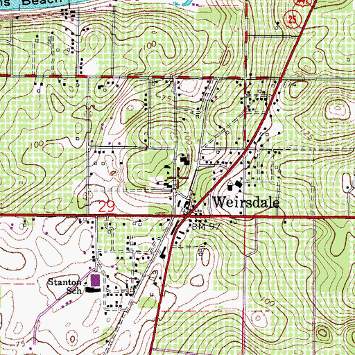 Topographic Map of First Baptist Church of Weirsdale, FL