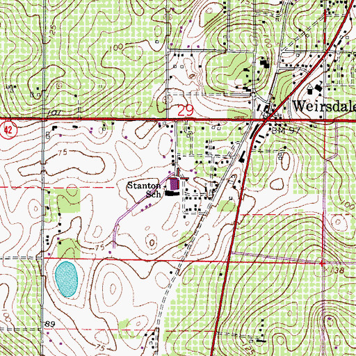 Topographic Map of Stanton - Weirsdale Elementary School, FL