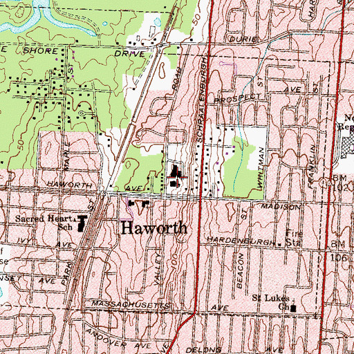 Topographic Map of Haworth Elementary School, NJ