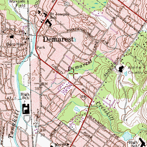 Topographic Map of County Road Elementary School, NJ