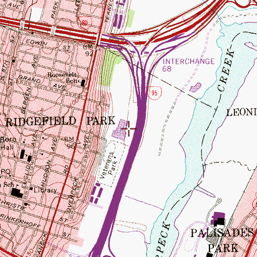 Topographic Map of Ridgefield Park Junior-Senior High School, NJ