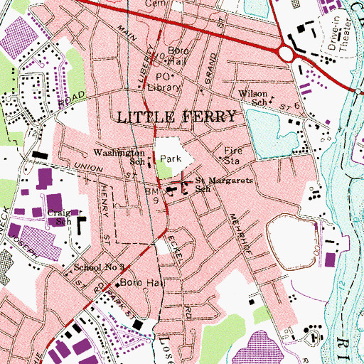 Topographic Map of Memorial Elementary School, NJ