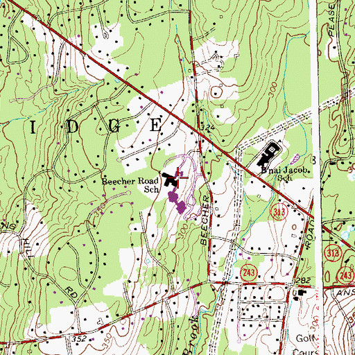 Topographic Map of Beecher Road School, CT