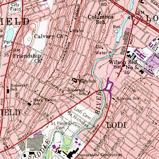 Topographic Map of Thomas Jefferson Middle School, NJ