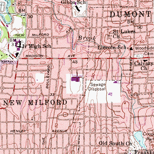 Topographic Map of David E Owens Middle School, NJ