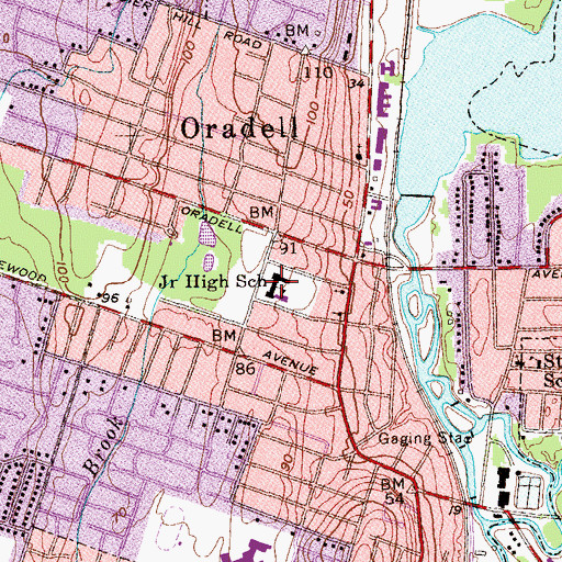 Topographic Map of Oradell Elementary School, NJ