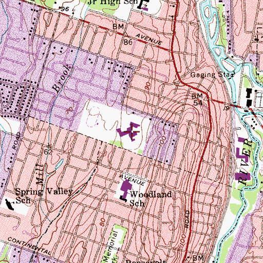 Topographic Map of River Dell Regional High School, NJ