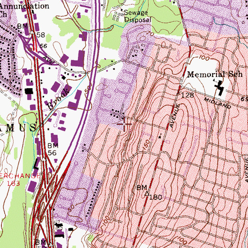 Topographic Map of Ridge Ranch Elementary School, NJ