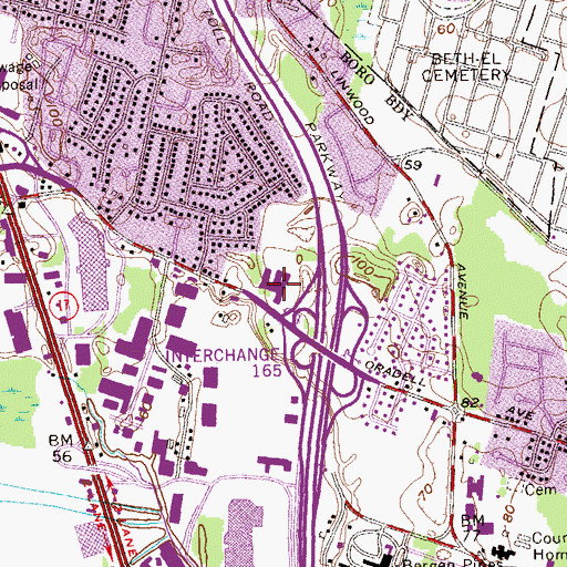 Topographic Map of Parkway Elementary School, NJ
