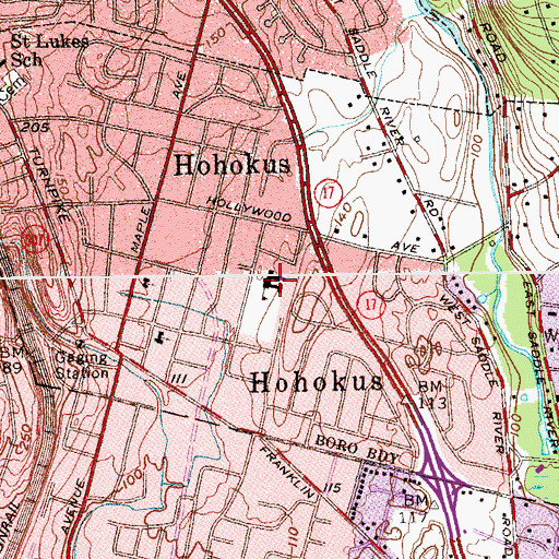 Topographic Map of Ho-Ho-Kus Elementary School, NJ