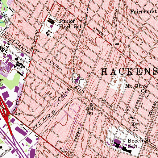 Topographic Map of Nellie K Parker Elementary School, NJ