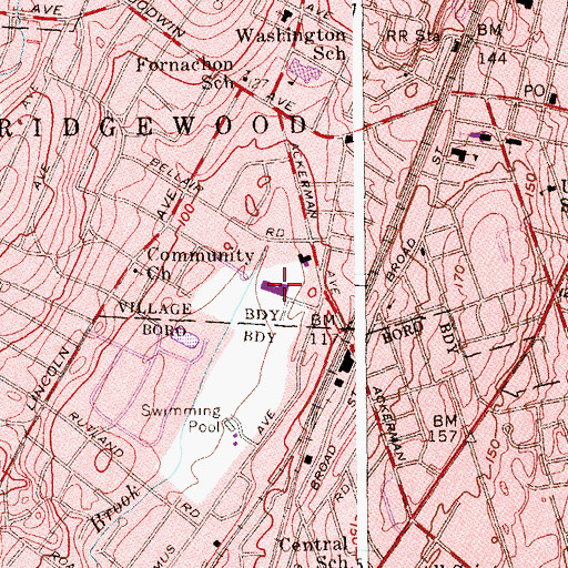 Topographic Map of Orchard Elementary School, NJ