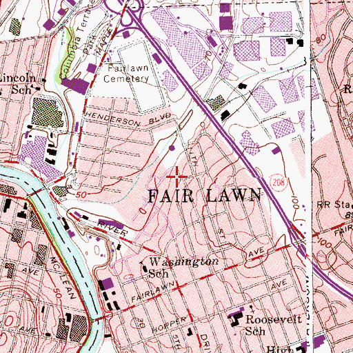 Topographic Map of Westmoreland Elementary School, NJ