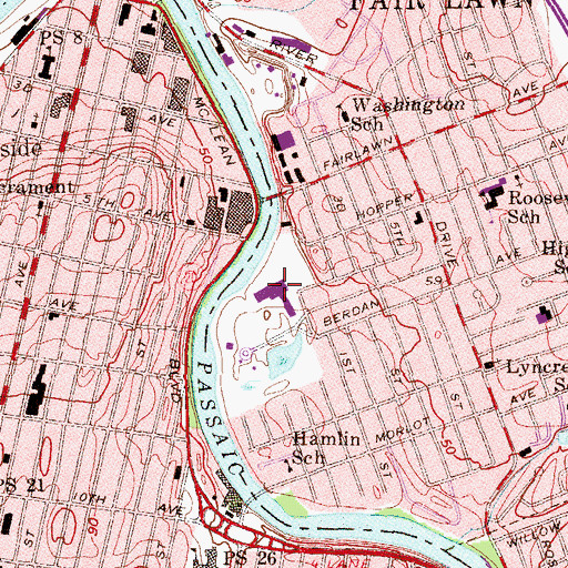 Topographic Map of Memorial Middle School, NJ