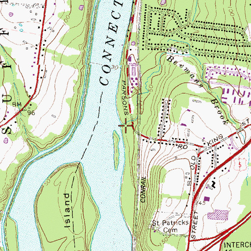 Topographic Map of Beemans Brook, CT