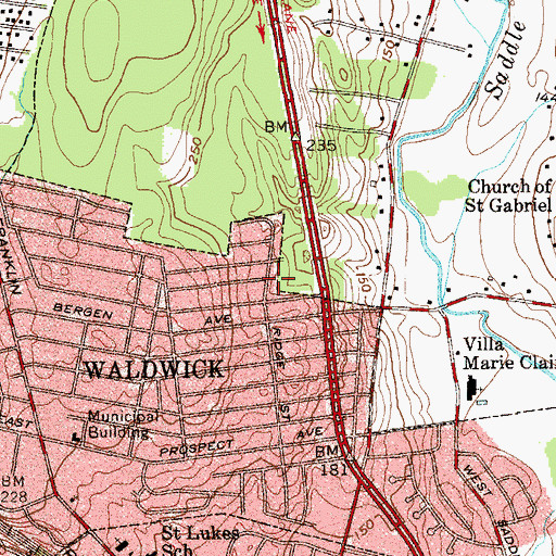Topographic Map of Julia A Traphagen Elementary School, NJ