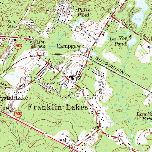 Topographic Map of Franklin Avenue Middle School, NJ