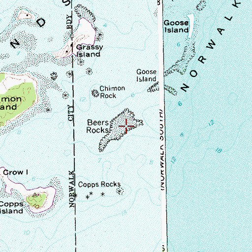 Topographic Map of Beers Rocks, CT