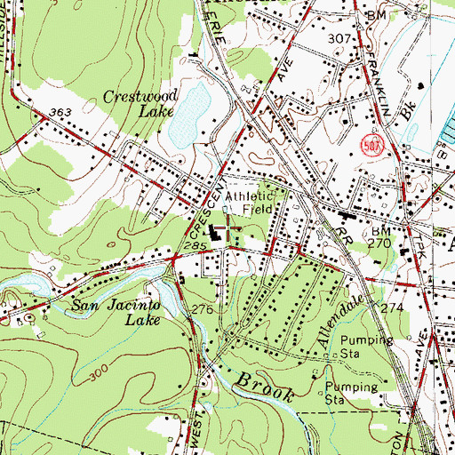 Topographic Map of Brookside Elementary School, NJ