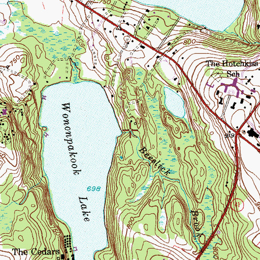 Topographic Map of Beeslick Brook, CT