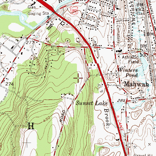Topographic Map of Mahwah High School, NJ