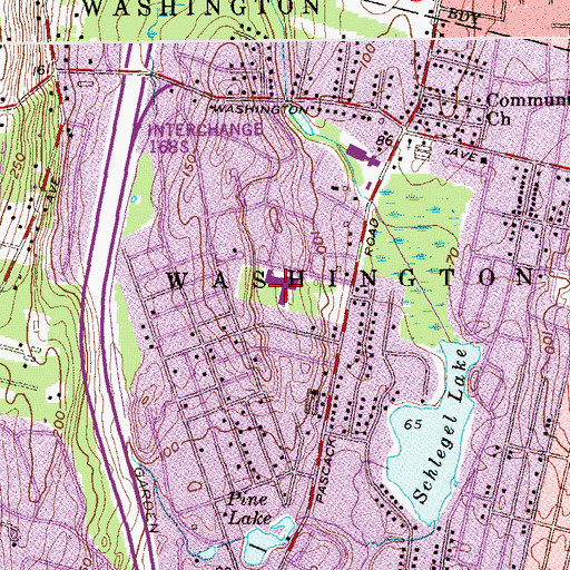 Topographic Map of Washington Elementary School, NJ
