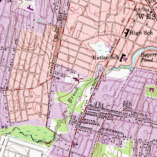 Topographic Map of Brookside Elementary School, NJ