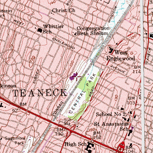 Topographic Map of Benjamin Franklin Middle School, NJ