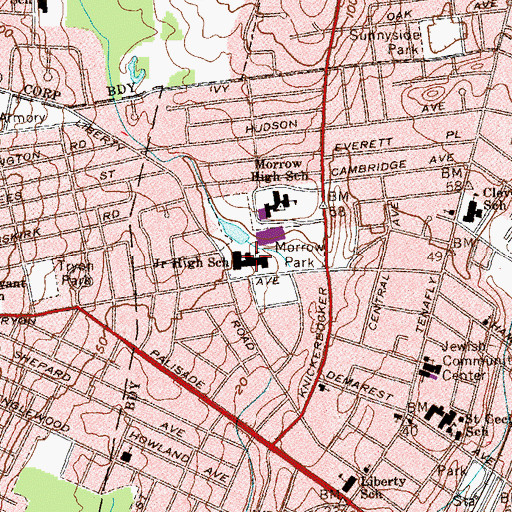 Topographic Map of Janis E Dismus Middle School, NJ