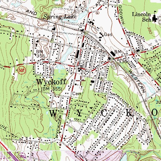 Topographic Map of Wyckoff Reformed Church Cemetery, NJ