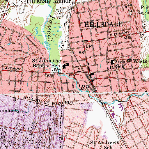 Topographic Map of Saint John the Baptist Roman Catholic Curch, NJ