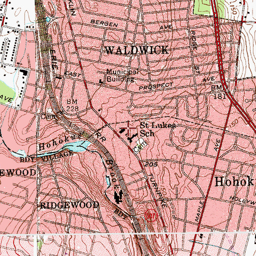 Topographic Map of Saint Luke's Roman Catholic Church, NJ