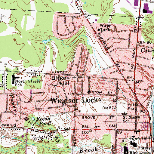 Topographic Map of Birges Hill, CT