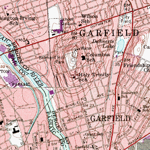 Topographic Map of Holy Trinity Lutheran Church, NJ