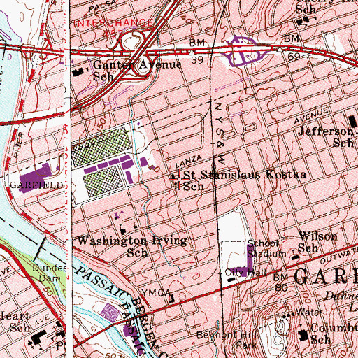 Topographic Map of Saint Stanislaus Kostka Church, NJ