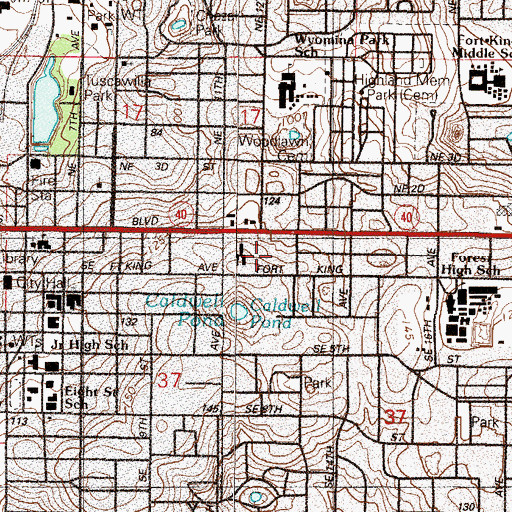 Topographic Map of First United Methodist Church, FL