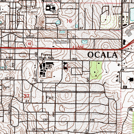 Topographic Map of First Christian Church, FL
