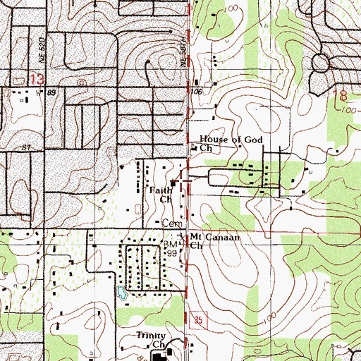 Topographic Map of New Covenant Worship Center, FL