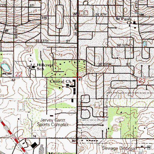 Topographic Map of Central Baptist Church, FL