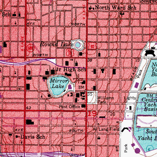 Topographic Map of Mirror Lake Branch Library, FL