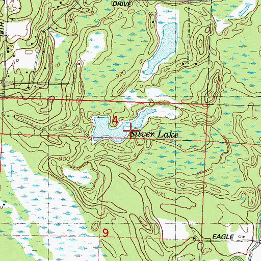 Topographic Map of Sohlberg Silver Lake State Natural Area, WI